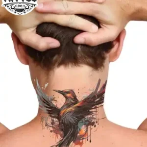 tatouage_ephemere_oiseau_nuque_tendance tatouage_ephemere_oiseau_nuque_tendance