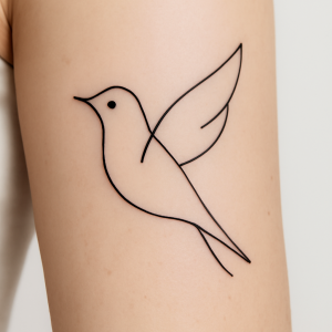 Tatouage oiseau minimaliste fond blanc Tatouage oiseau minimaliste fond blanc