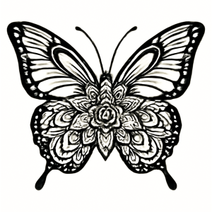 Tatouage Papillon Mandala Élégant Tatouage Papillon Mandala Élégant