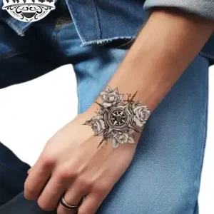 tatouage_poignet_ephemere_rose_des_vents tatouage_poignet_ephemere_rose_des_vents