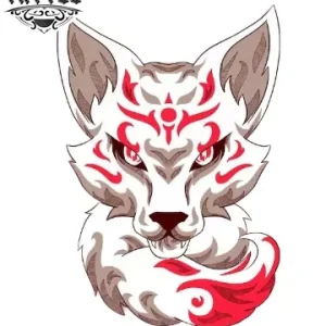 tatouage éphémère renard kitsune japonais traditionnel tatouage éphémère renard kitsune japonais traditionnel