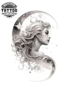 tatouage-temporaire-nuque-design-lune-raffiné tatouage-temporaire-nuque-design-lune-raffiné
