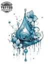 tatouage-temporaire-nuque-design-goutte-de-pluie-sophistiqué tatouage-temporaire-nuque-design-goutte-de-pluie-sophistiqué