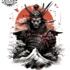 tatouage-temporaire-épaule-guerrier-japonais