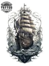 tatouage-temporaire-bateau-pour-jambe-style-nautique tatouage-temporaire-bateau-pour-jambe-style-nautique