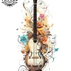 tatouage-temporaire-mollet-instruments-musicaux-inspiration-artistique tatouage-temporaire-mollet-instruments-musicaux-inspiration-artistique