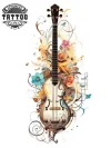 tatouage-temporaire-mollet-instruments-musicaux-inspiration-artistique tatouage-temporaire-mollet-instruments-musicaux-inspiration-artistique