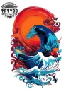 tatouage-temporain-jambe-vague-mer-style-transitoire