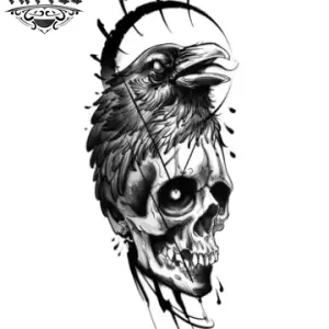 tatouage TETE DE MORT ephemere corbeau mystique tatouage TETE DE MORT ephemere corbeau mystique