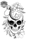 tatouage éphémère tête de mort avec montre à gousset rétro regal tatouage éphémère tête de mort avec montre à gousset rétro regal