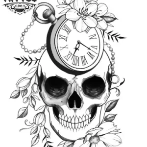 tatouage éphémère tête de mort avec montre à gousset rétro regal tatouage éphémère tête de mort avec montre à gousset rétro regal
