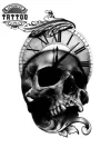tatouage-ephemere-tete-de-mort-horloge-style-realiste tatouage-ephemere-tete-de-mort-horloge-style-realiste