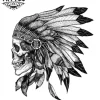 tatouage ephemere tete de mort coiffe indienne tribal tatouage ephemere tete de mort coiffe indienne tribal