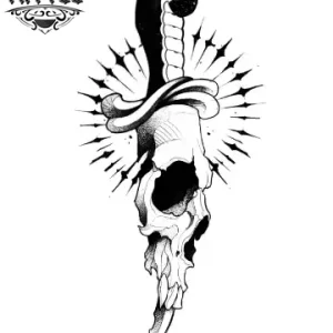 tatouage-ephemere-tete-de-mort-poignard-design-unique tatouage-ephemere-tete-de-mort-poignard-design-unique