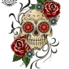 tatouage TETE DE MORT éphémère calavera mexicaine avec rose tatouage TETE DE MORT éphémère calavera mexicaine avec rose