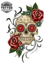 tatouage TETE DE MORT éphémère calavera mexicaine avec rose tatouage TETE DE MORT éphémère calavera mexicaine avec rose
