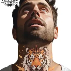 tatouage-cou-tigre-temporaire-effet-sauvage-audacieux tatouage-cou-tigre-temporaire-effet-sauvage-audacieux