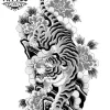 tatouage-tigre-ephemere-japonais-noir-blanc-realiste tatouage-tigre-ephemere-japonais-noir-blanc-realiste