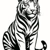 Tatouage Tigre Majestueux Contours Nets Tatouage Tigre Majestueux Contours Nets