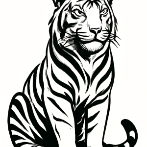 Tatouage Tigre Majestueux Contours Nets Tatouage Tigre Majestueux Contours Nets